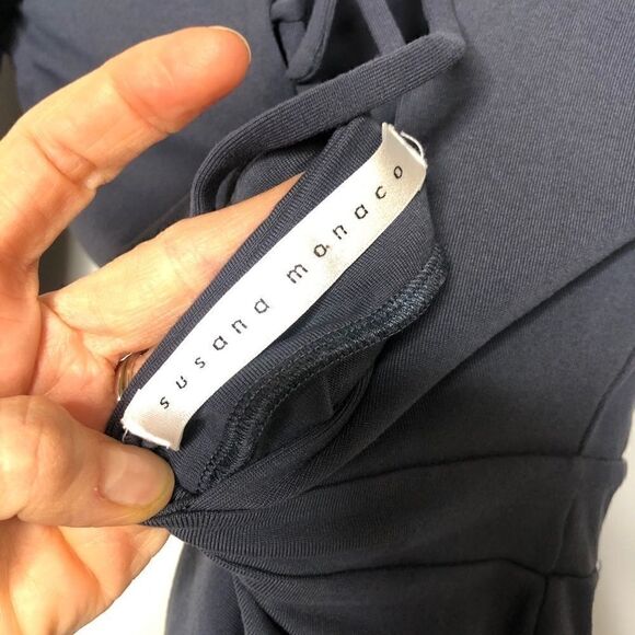 Susana Monaco Dark Gray Tie Up Back Top - Picture 10 of 11